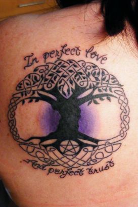 Celtic Knot Tree And Text Tattoo